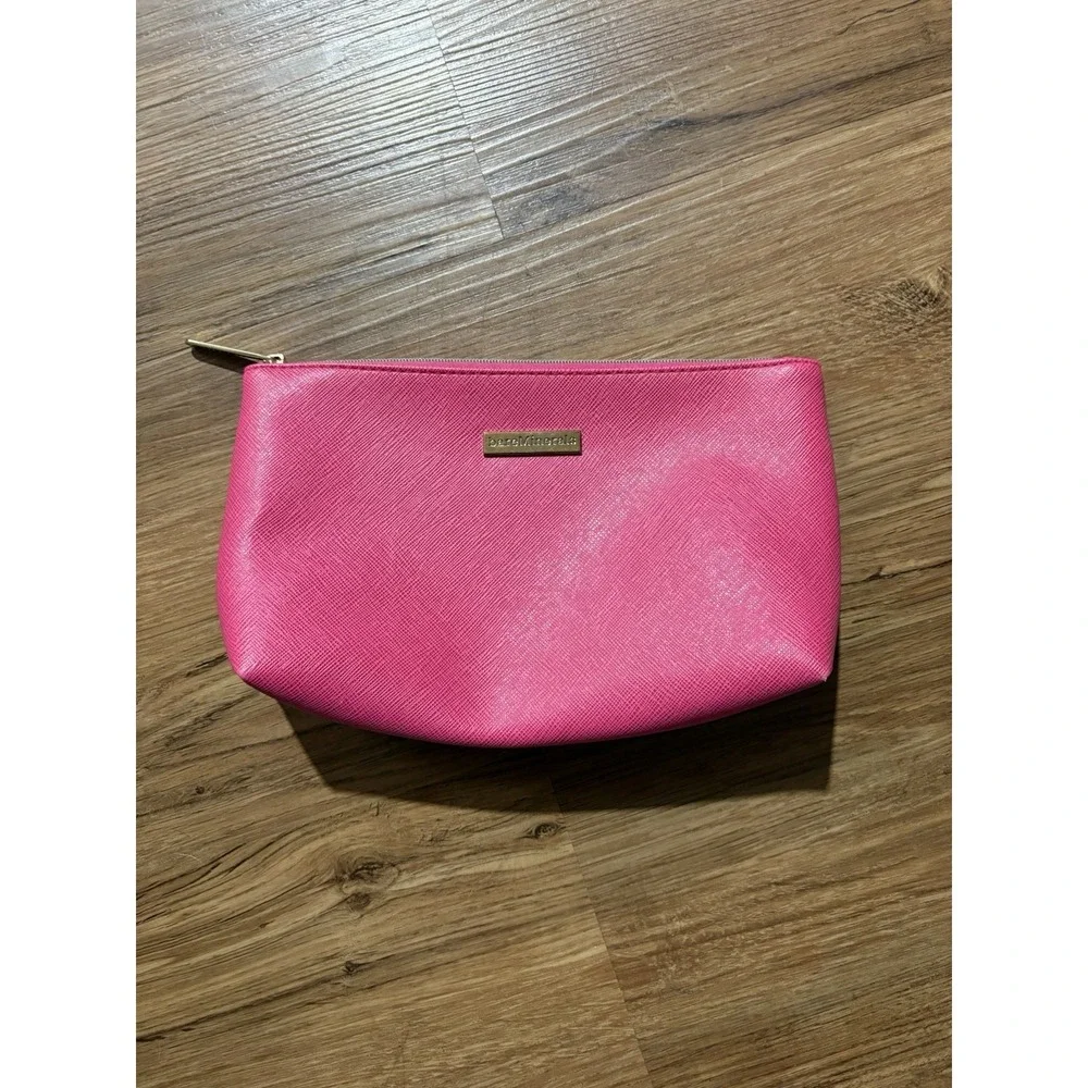 bareMinerals Pink Cosmetic Makeup Travel Zip Pouch Bag Gold Tone Vegan Leather